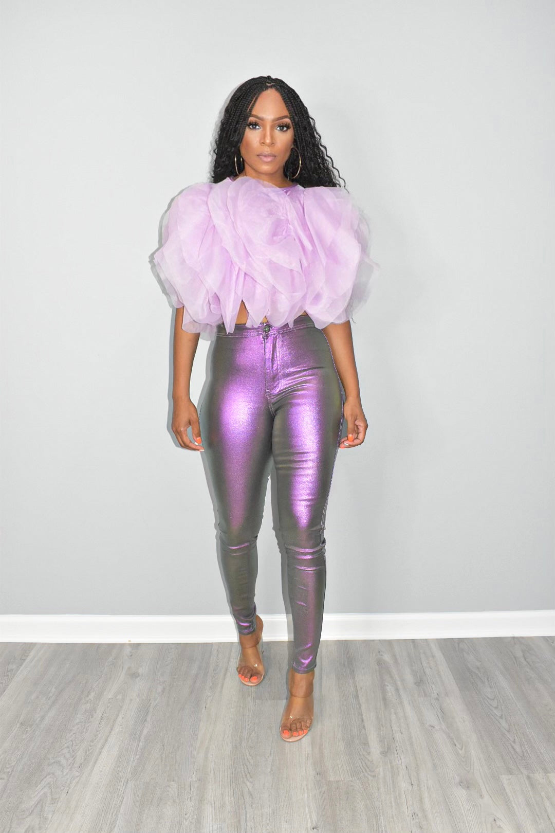 POPPIN Purple Metallic Jeans