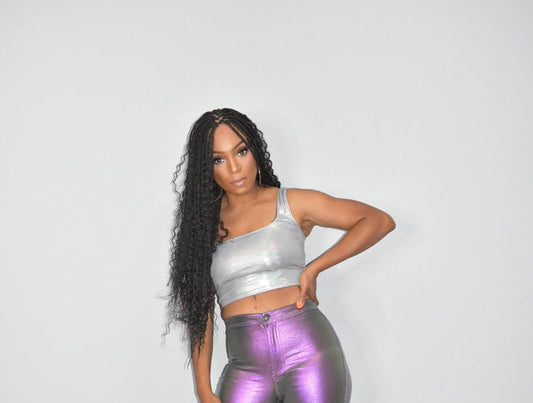 Mami Silver Metallic Crop