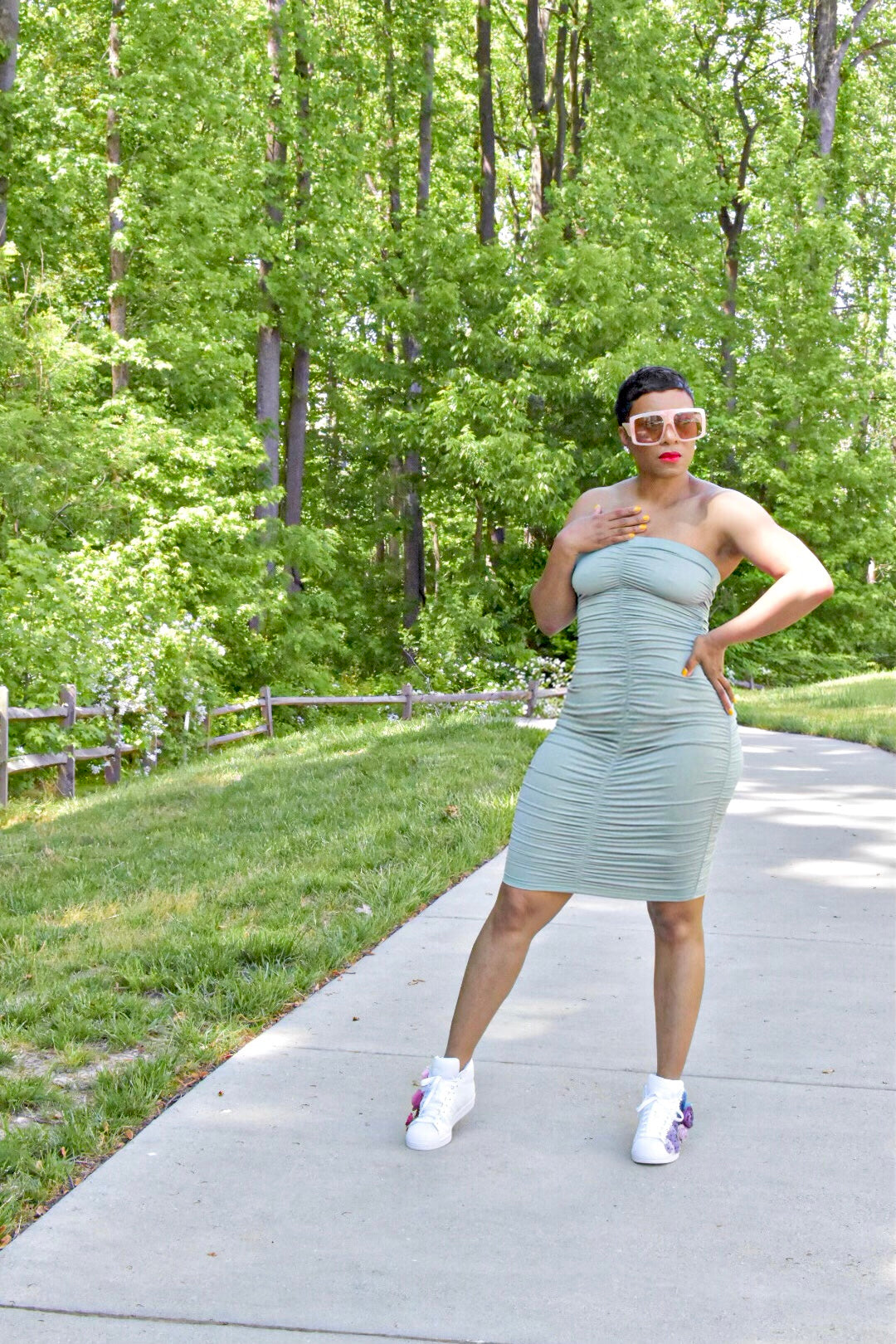 Mint Ruched Bodycon Tube Dress