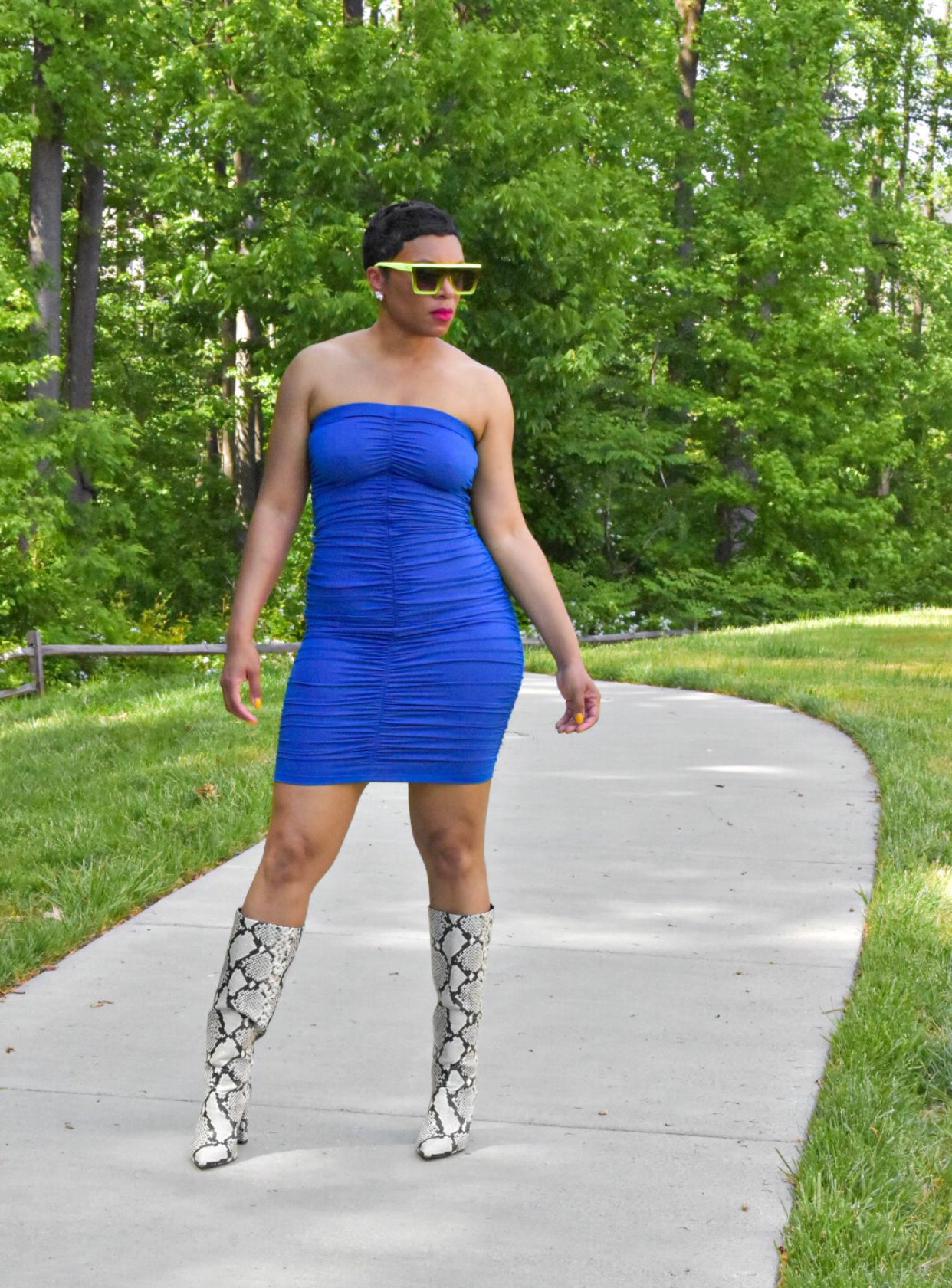Royal Ruched Bodycon Tube Dress