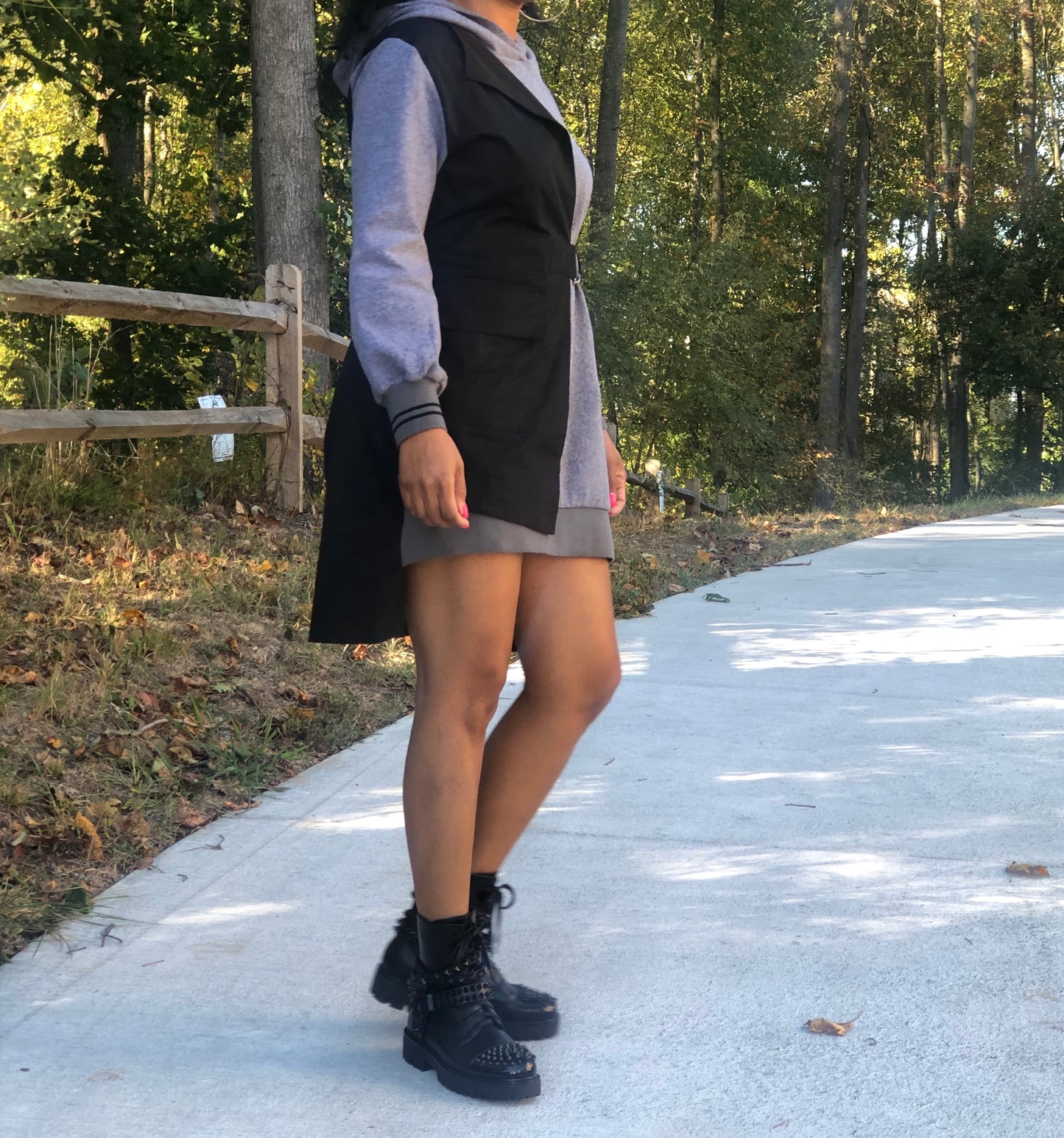 POPPIN Classy but Hoodie Split Dress