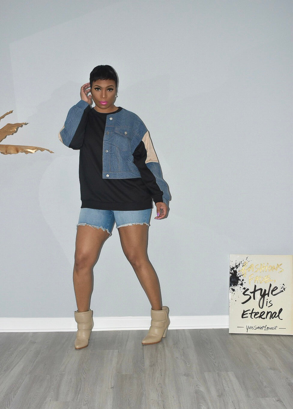 Denim Craze Black Crewneck