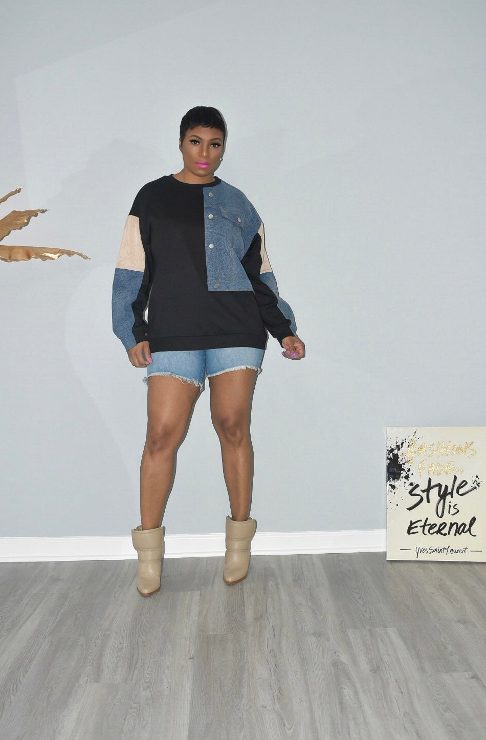 Denim Craze Black Crewneck