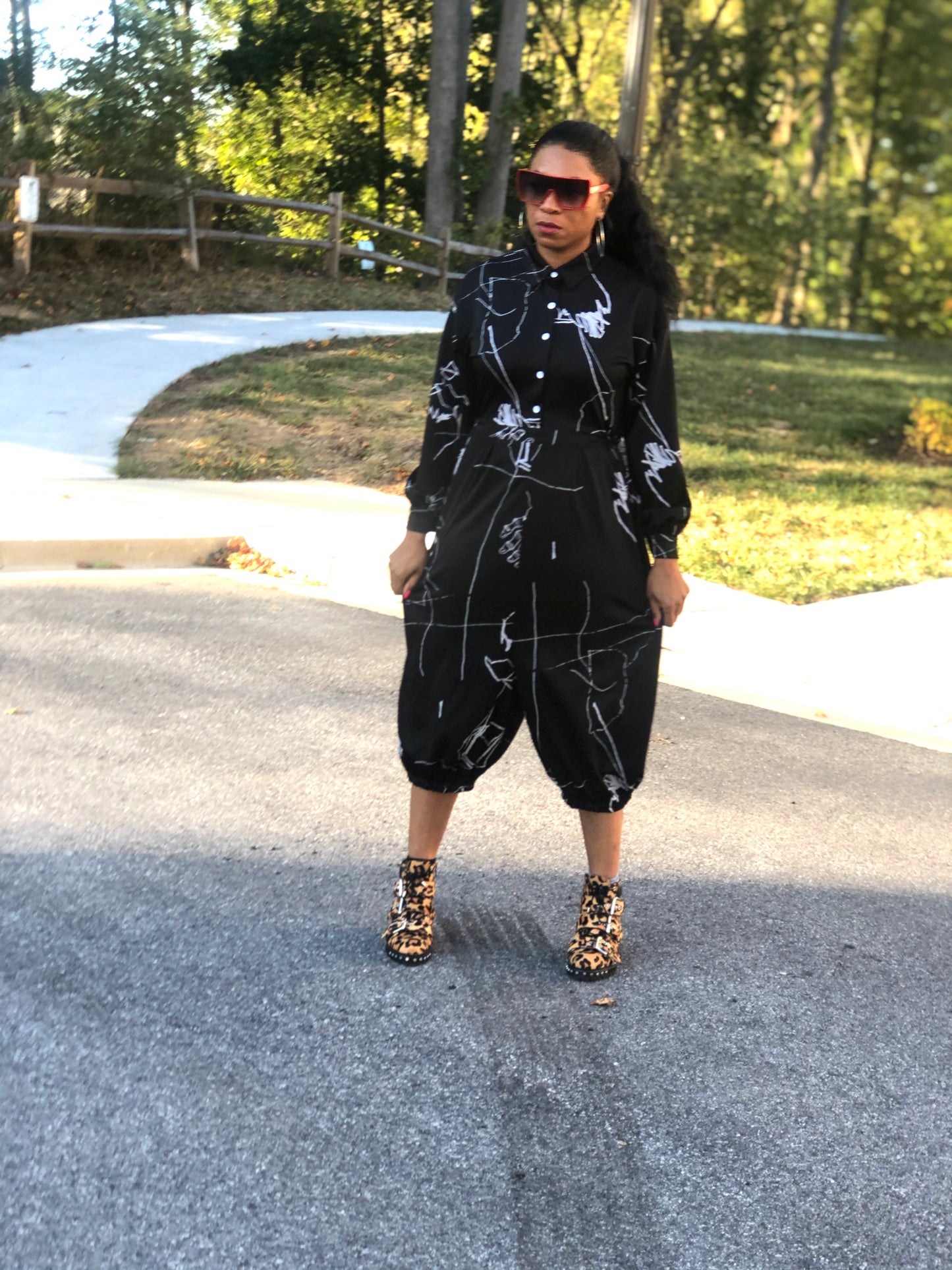 POPPIN Harem Abstract Jumpsuit