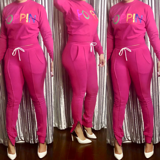 "I Make the Statement" Pink Jogger Set