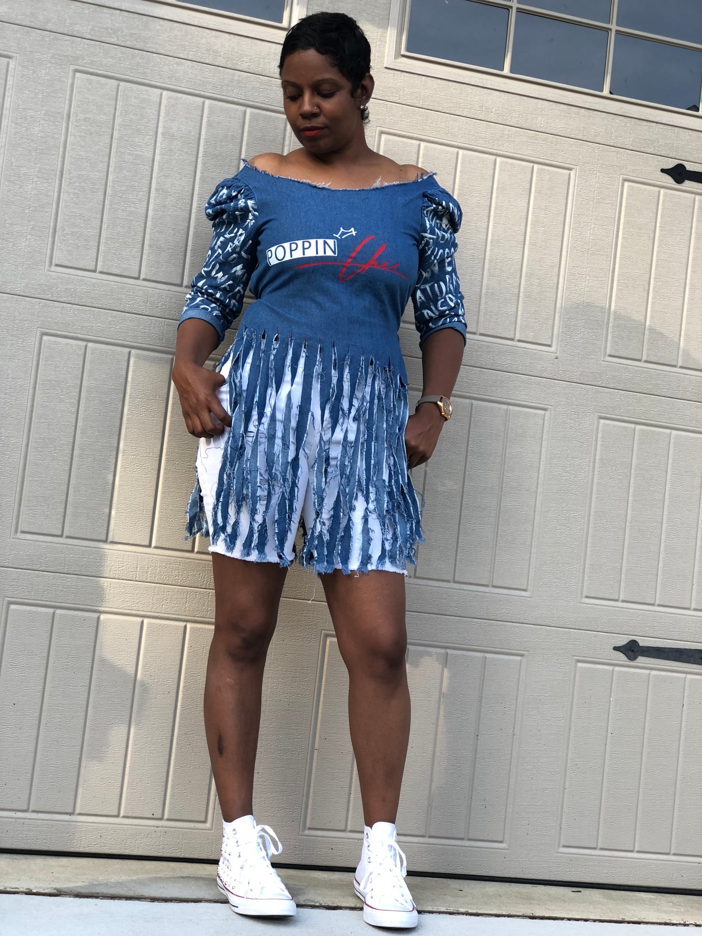 POPPIN Jean Fringed Shirt