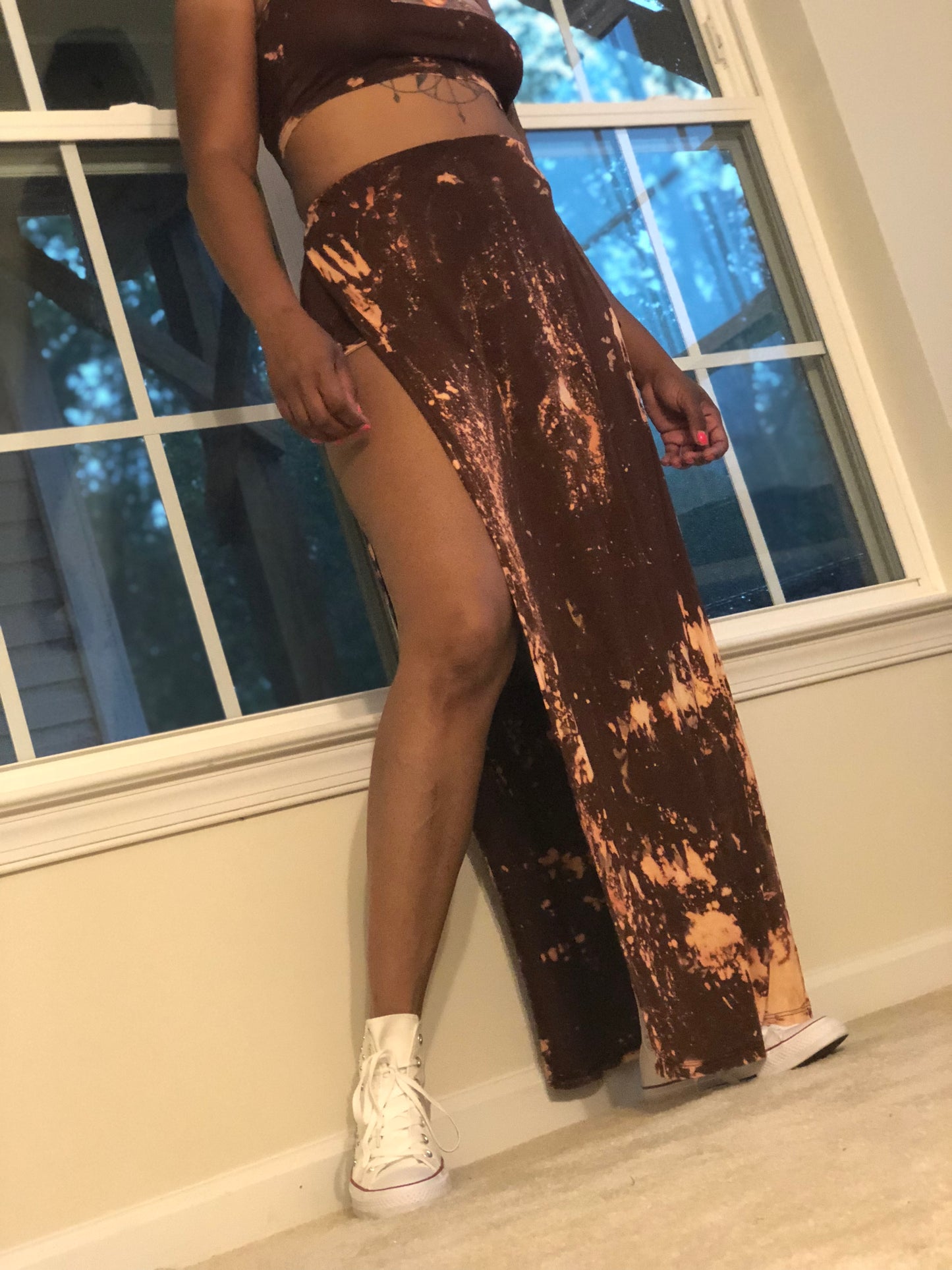 Custom Beyonce POPPIN Bleached Two Piece Set