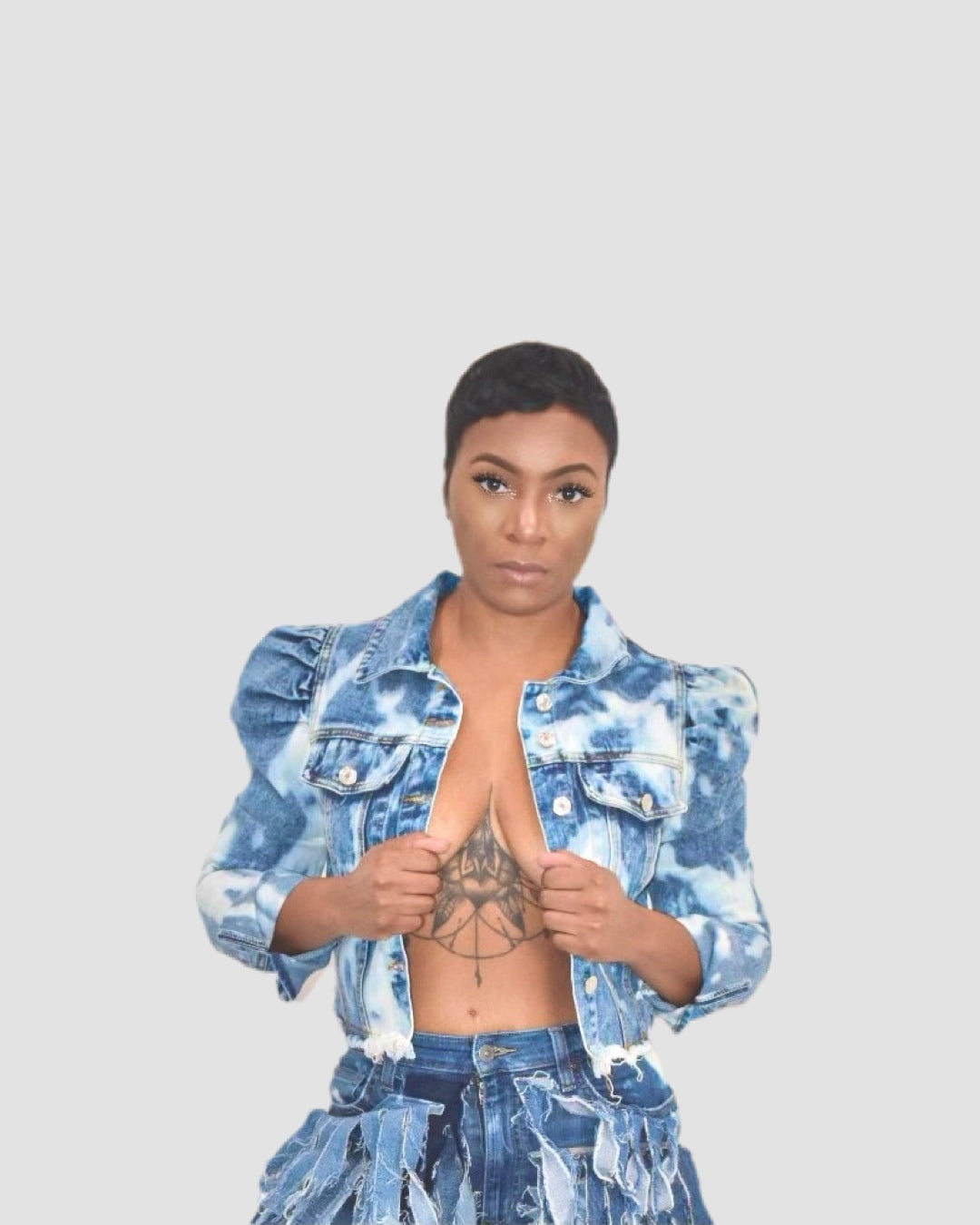 Bleached Cropped Denim Jacket