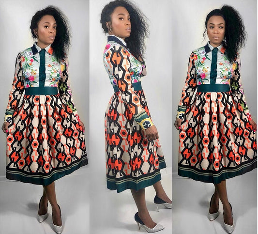 POPPIN Flower Multi Pattern Dress