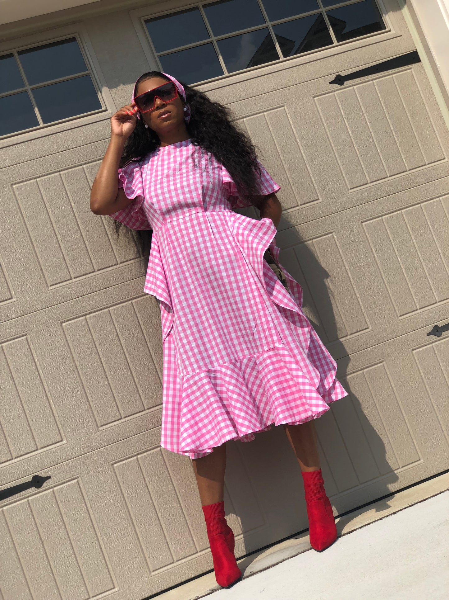 Gingham POPPIN Pink and White Top