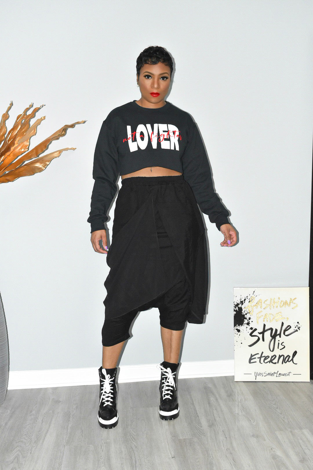 Black Layered Harem Pants