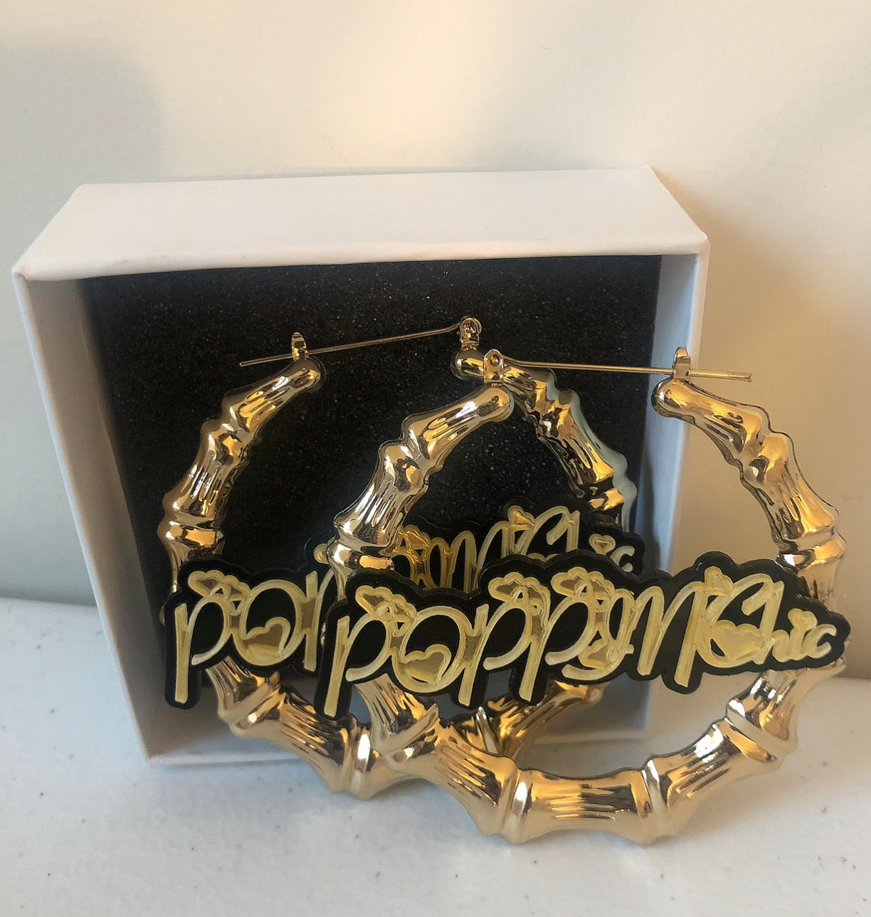 POPPIN Gold Hearted Bamboo Earrings