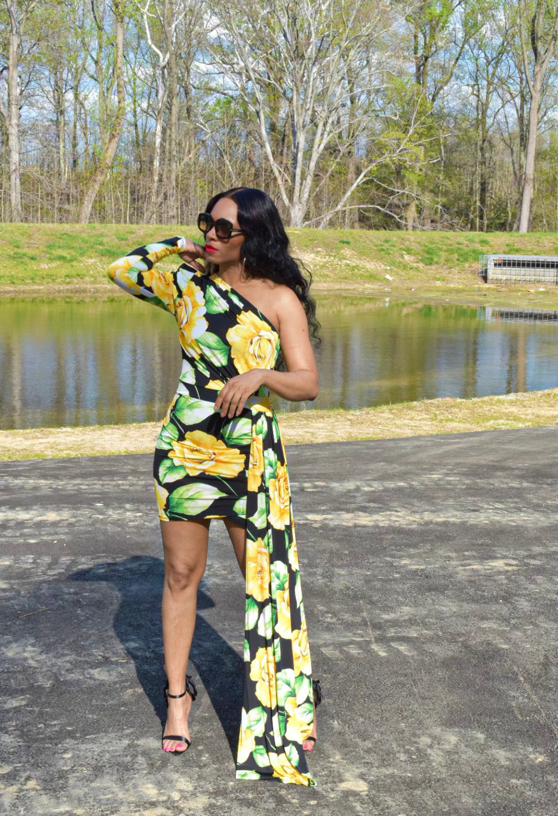 Emma Draped Floral Dress