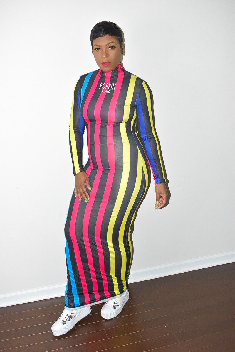 POPPIN Stripes BodyCon Maxi