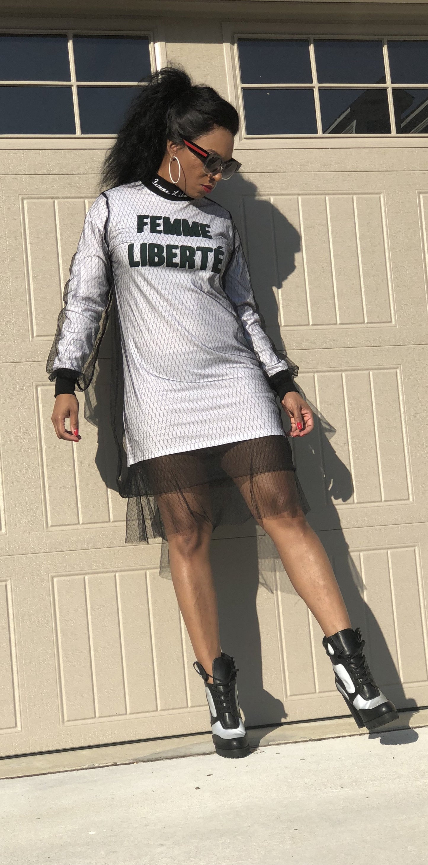 Femme Liberté Mesh High Neck Dress