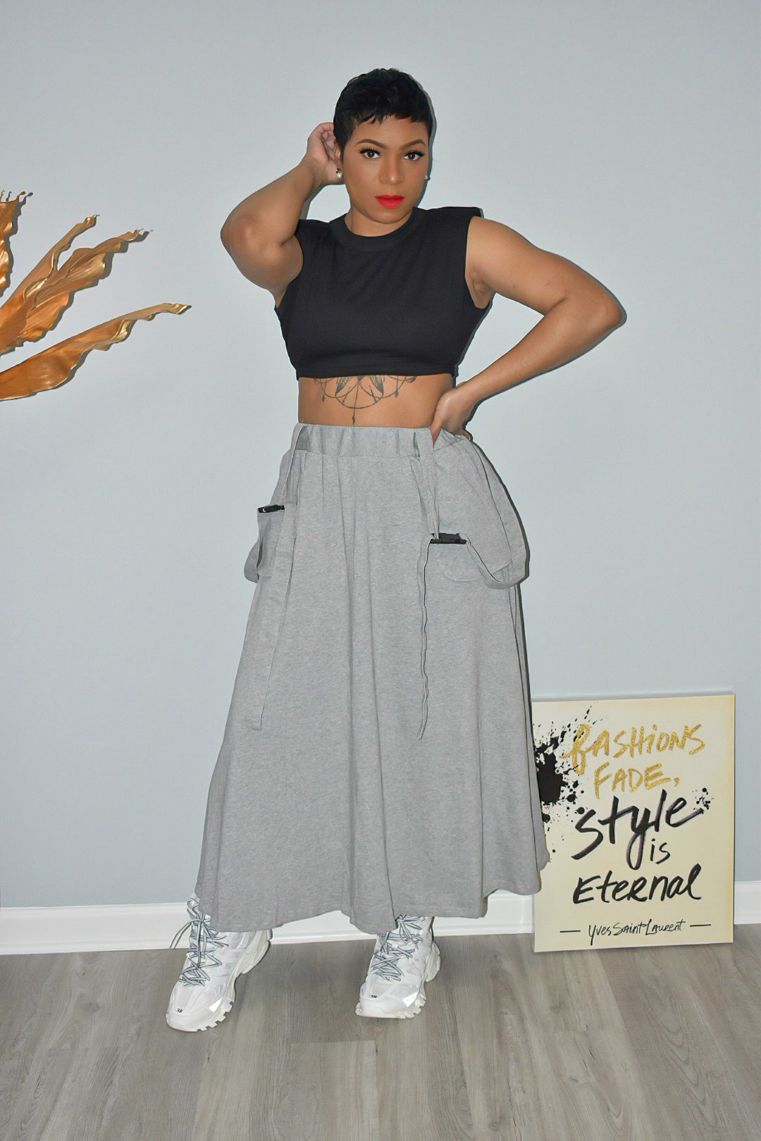 Grey Maxi with Suspenders
