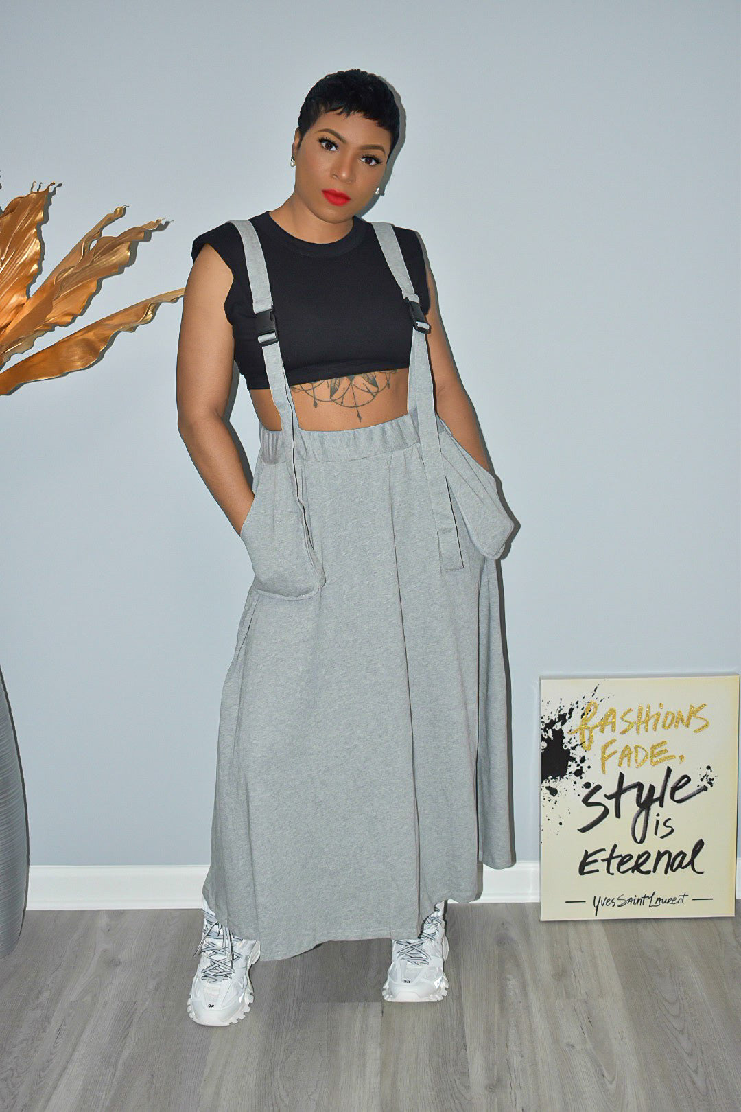 Grey Maxi with Suspenders