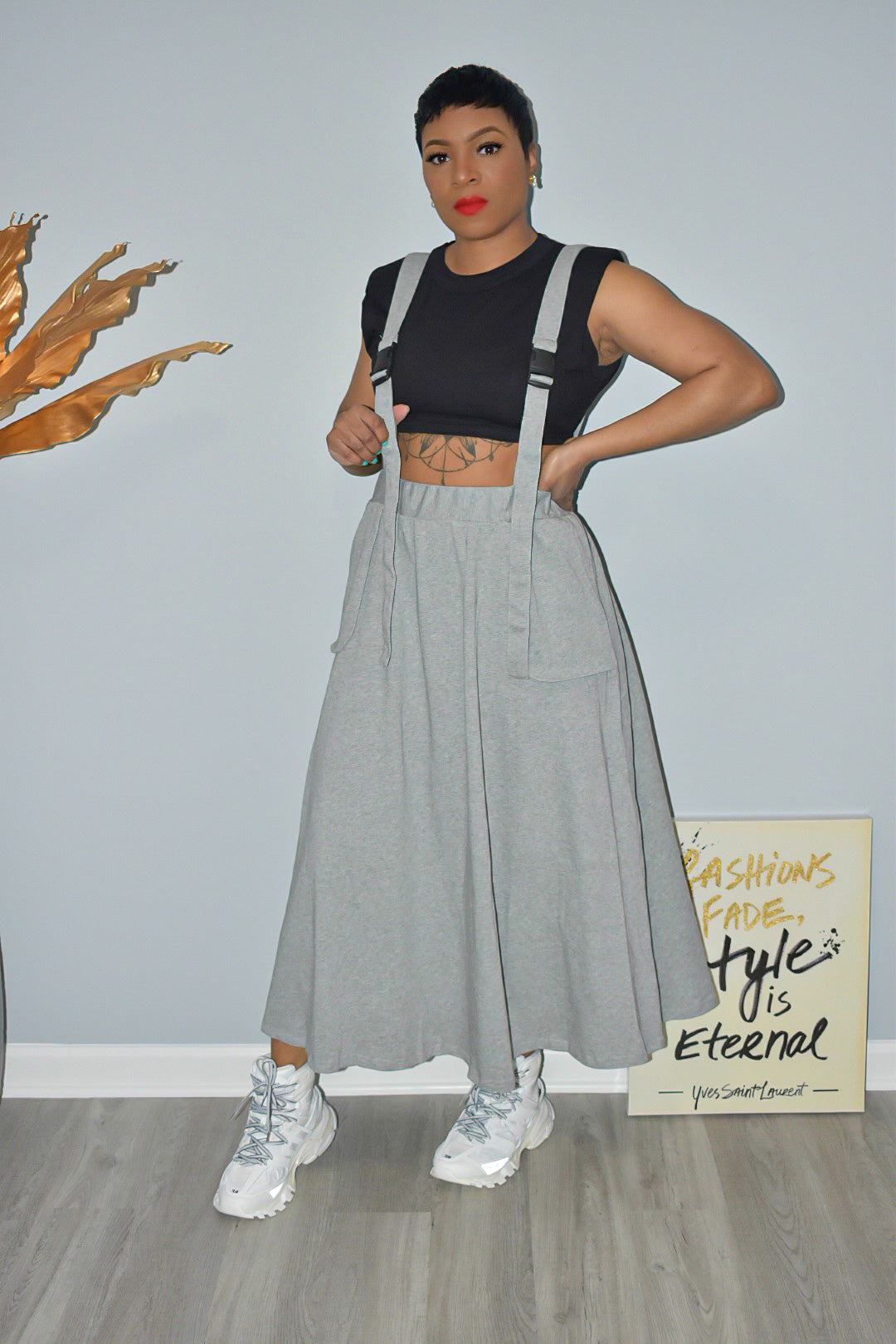 Grey Maxi with Suspenders
