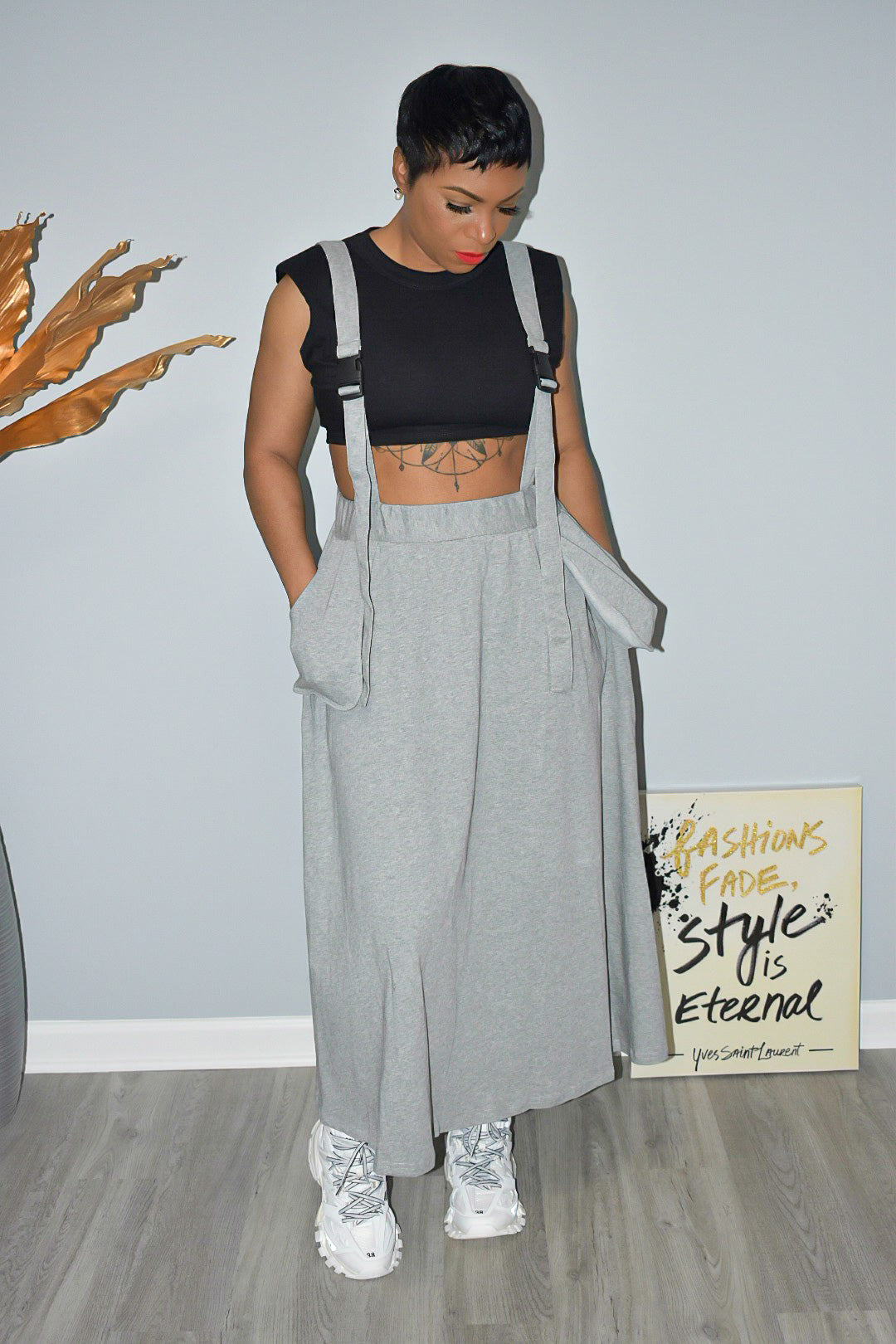 Grey Maxi with Suspenders