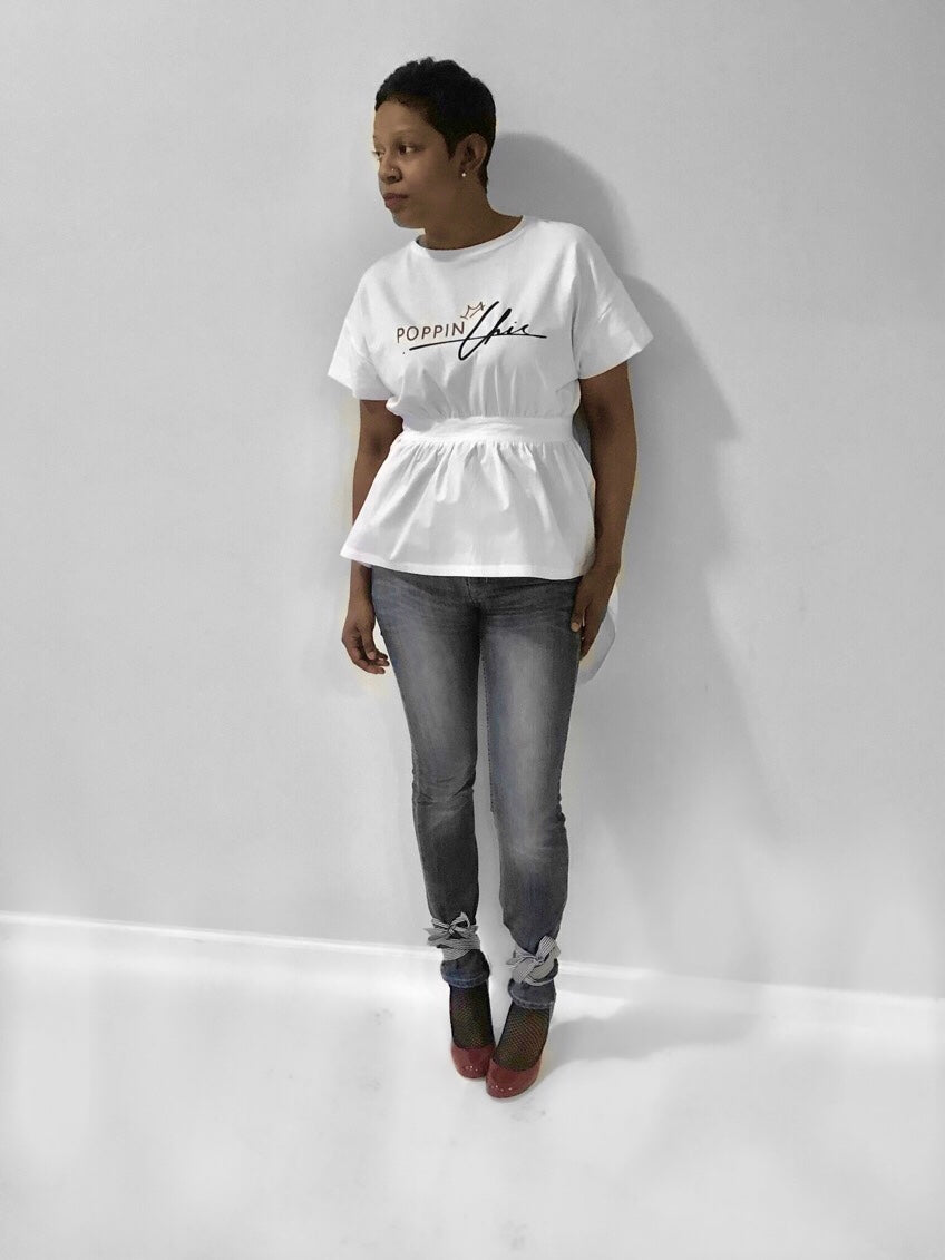 Blanco Open Back Peplum Top