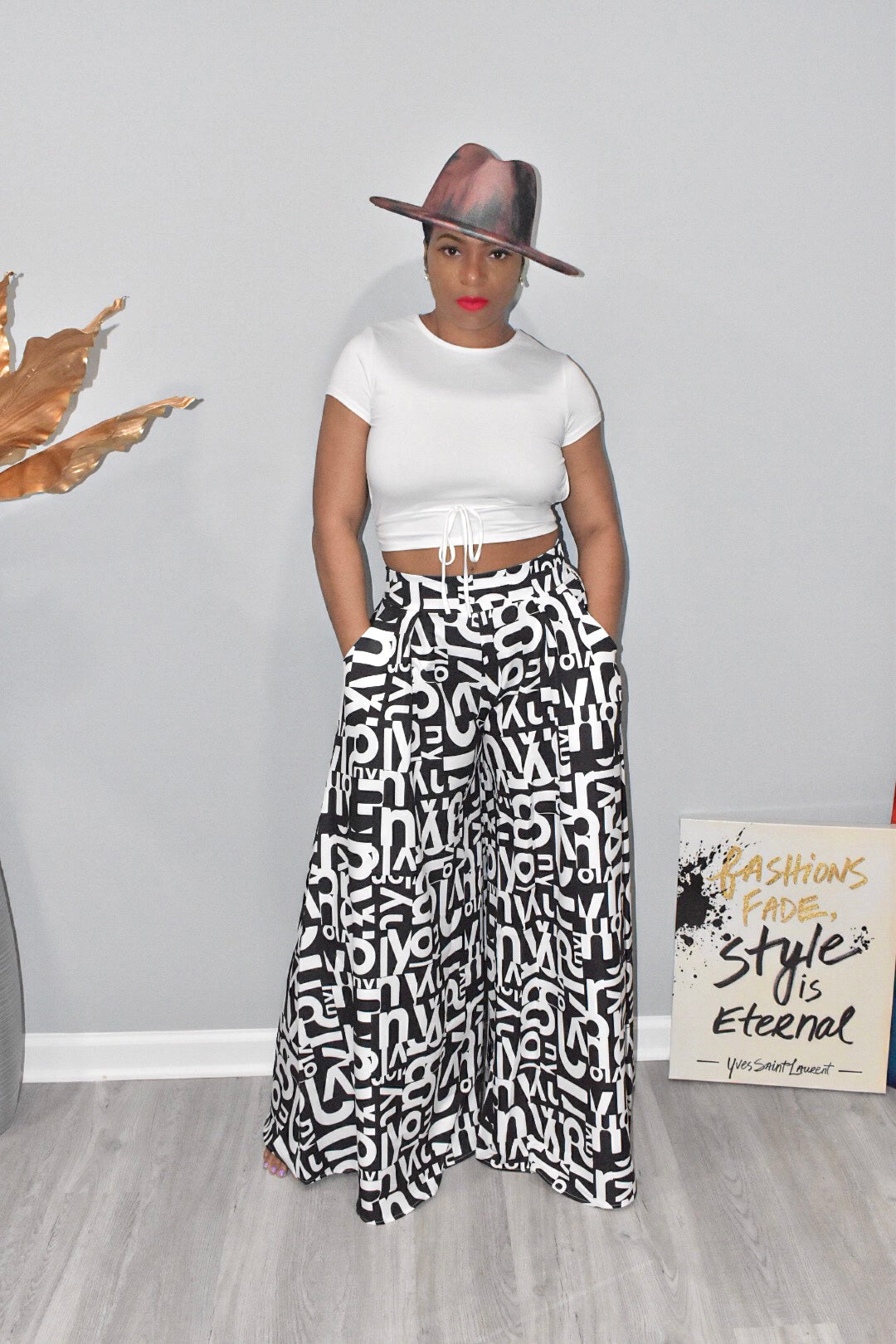 Graffiti Palazzo Wide Leg Pants