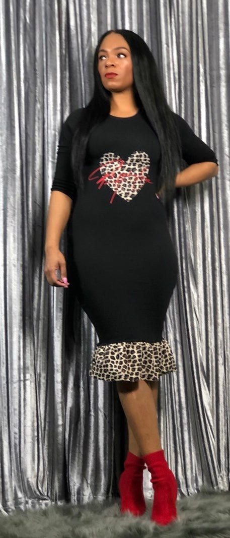 Custom POPPIN Leopard Fitted Dress