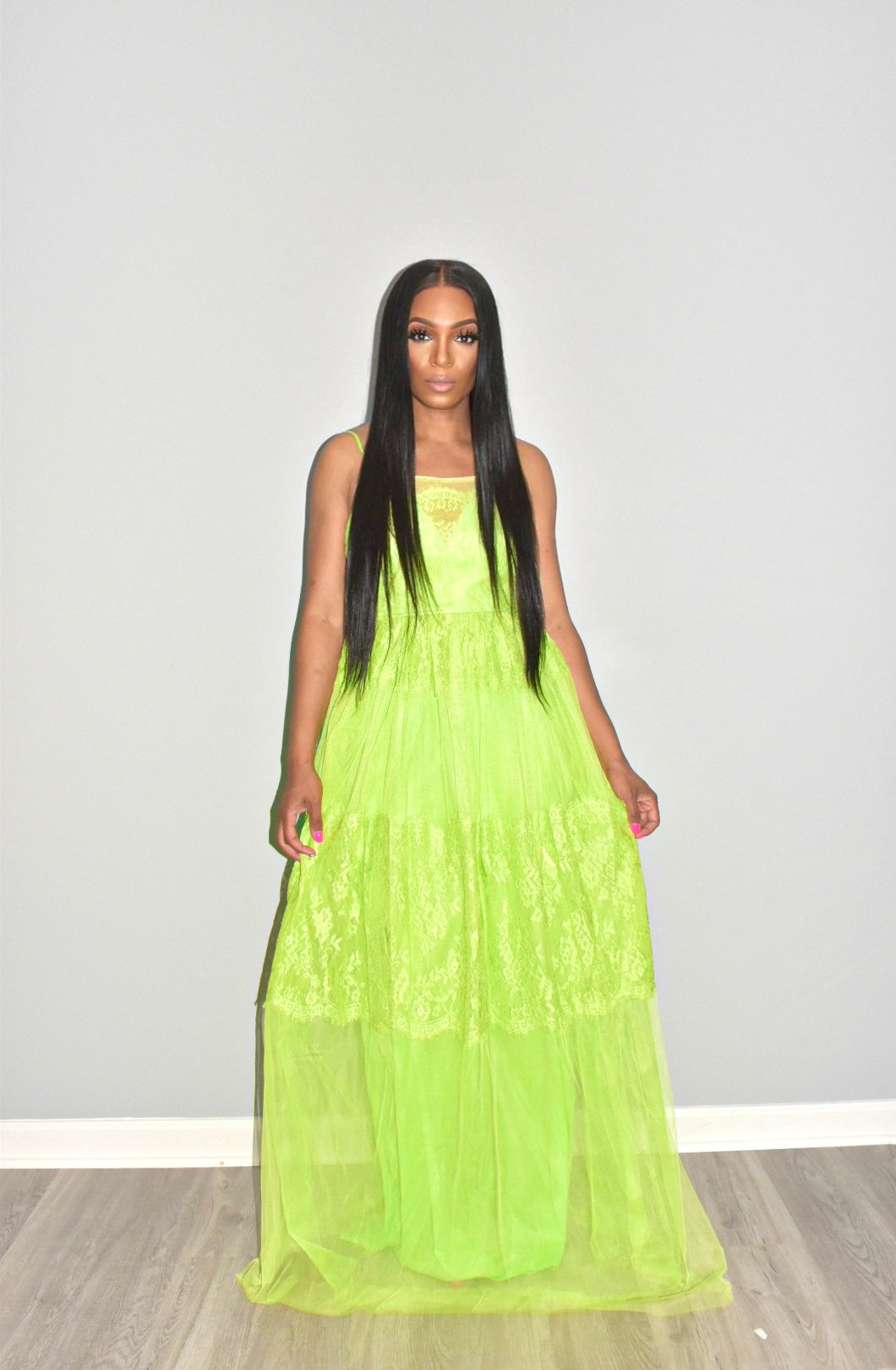 Julie Green Tulle Maxi Dress