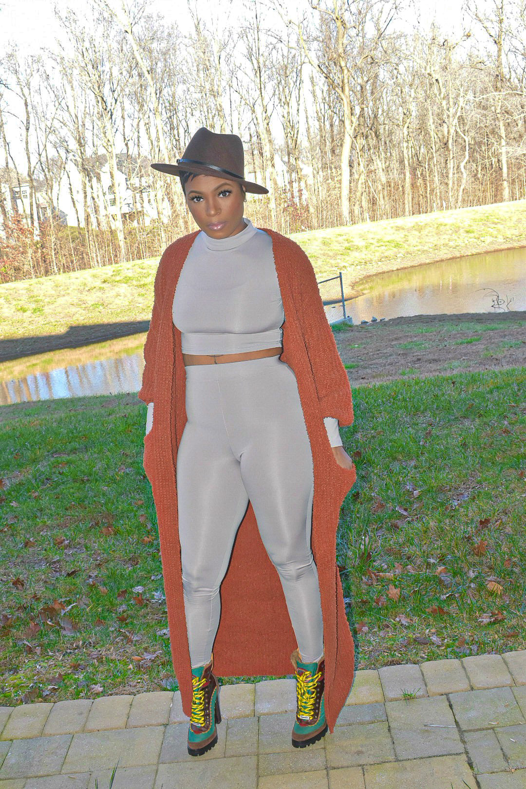 Rust Maxi Puff Cardigan