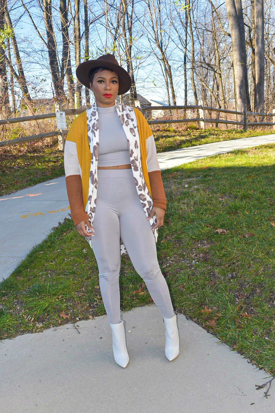 Leopard Block Knit Cardigan