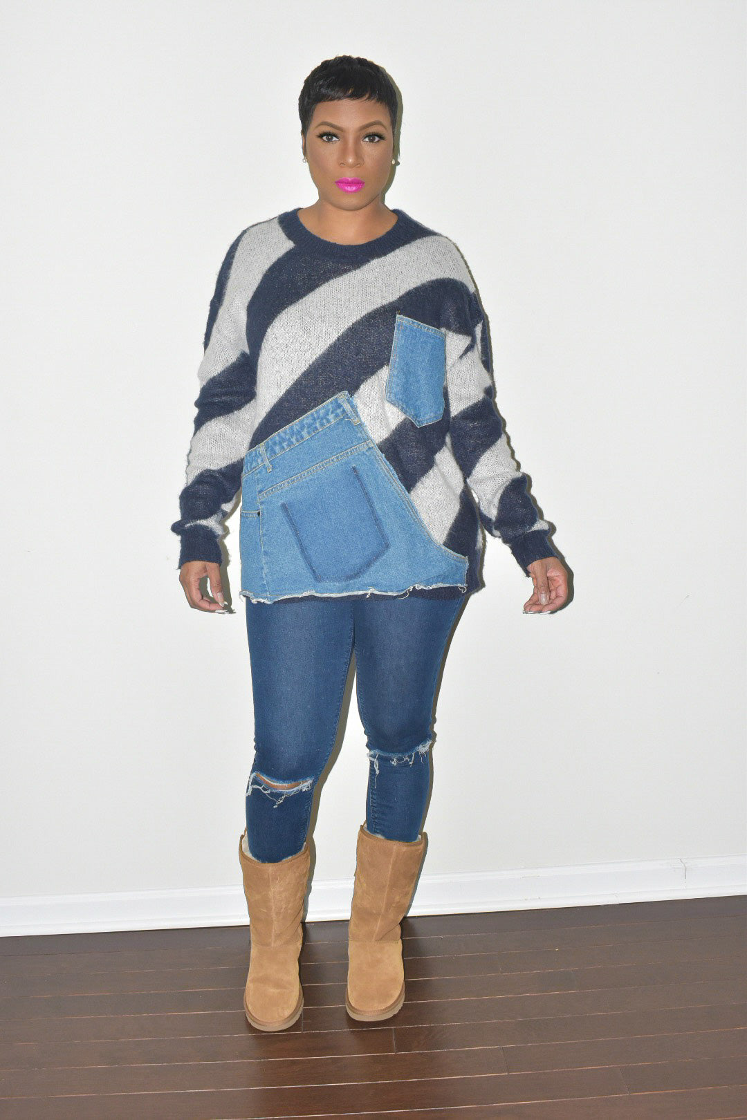 Denim Striped Sweater