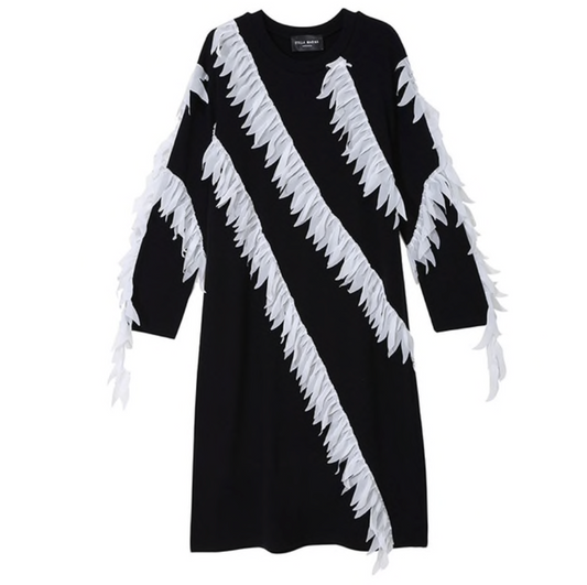 POPPIN Feathered Ruffles Sweater Dress