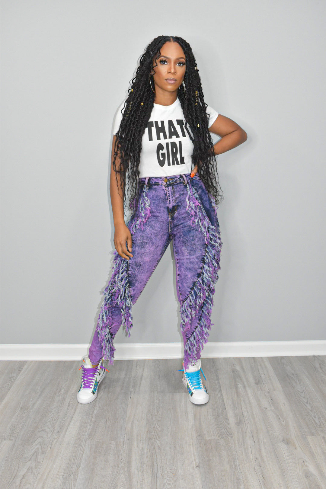 P Stoney Fringed Jeans (Purple)