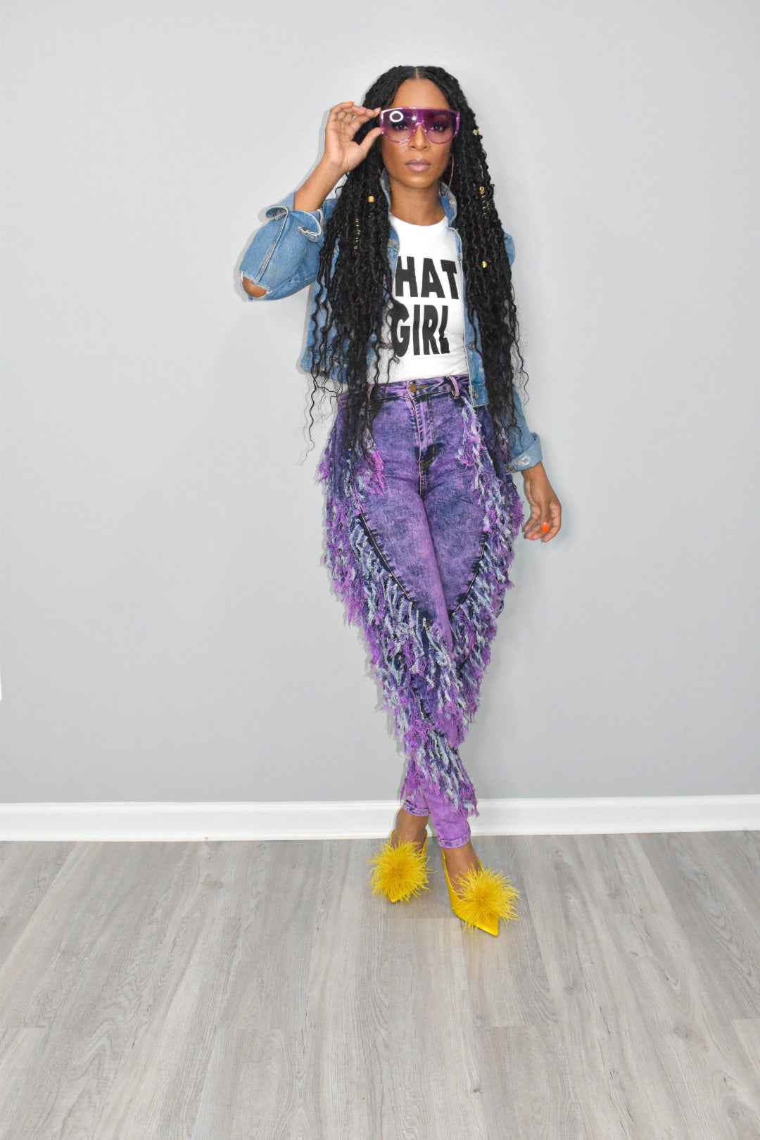 P Stoney Fringed Jeans (Purple)