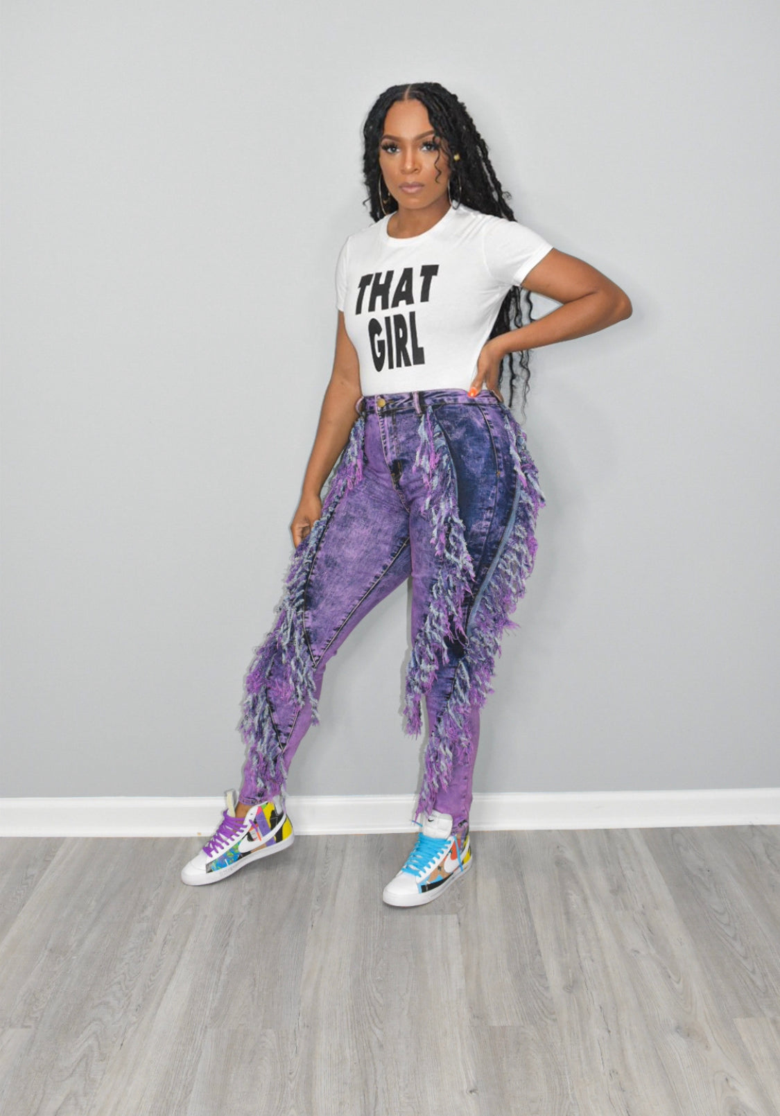 P Stoney Fringed Jeans (Purple)