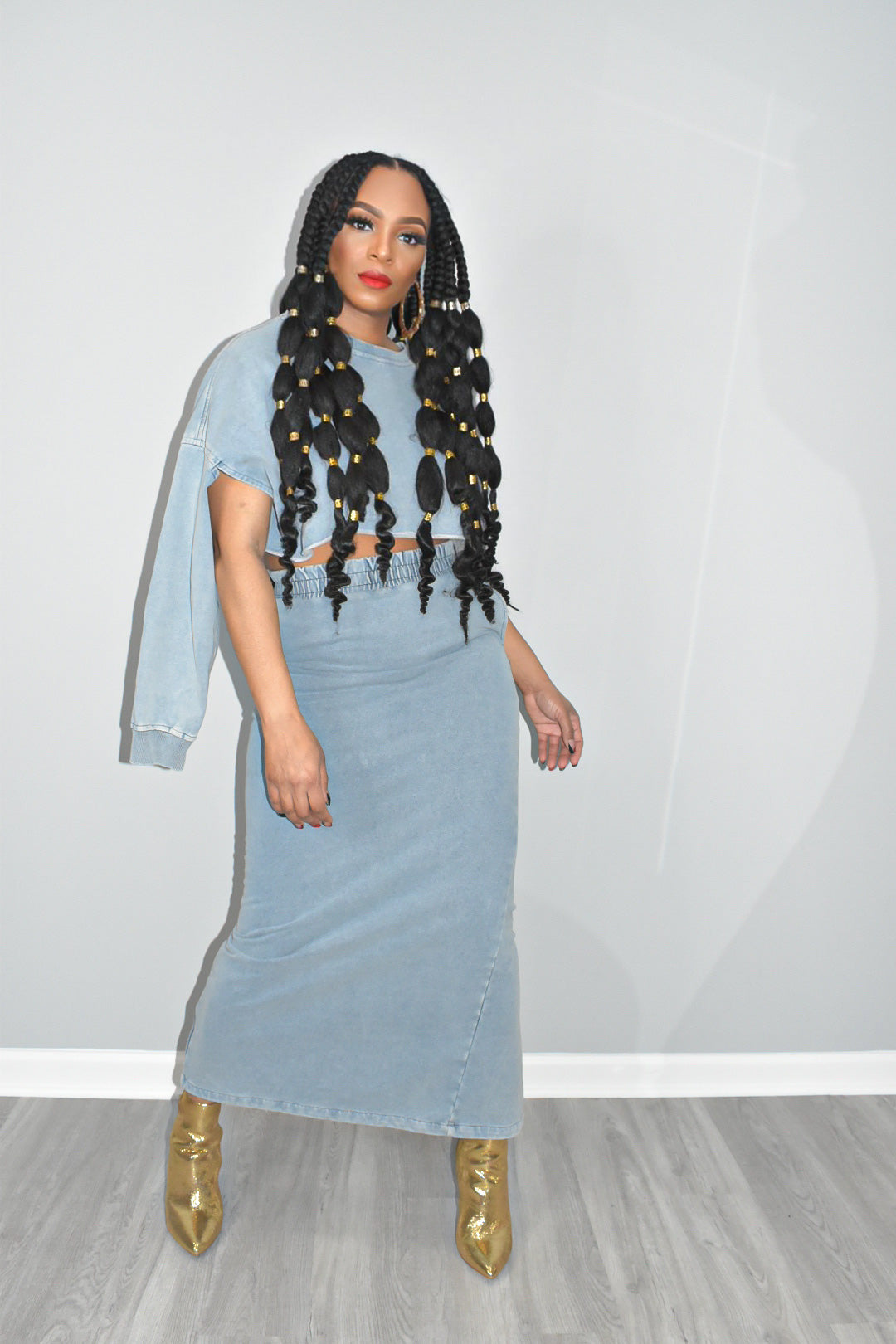 Des Denim Skirt Set