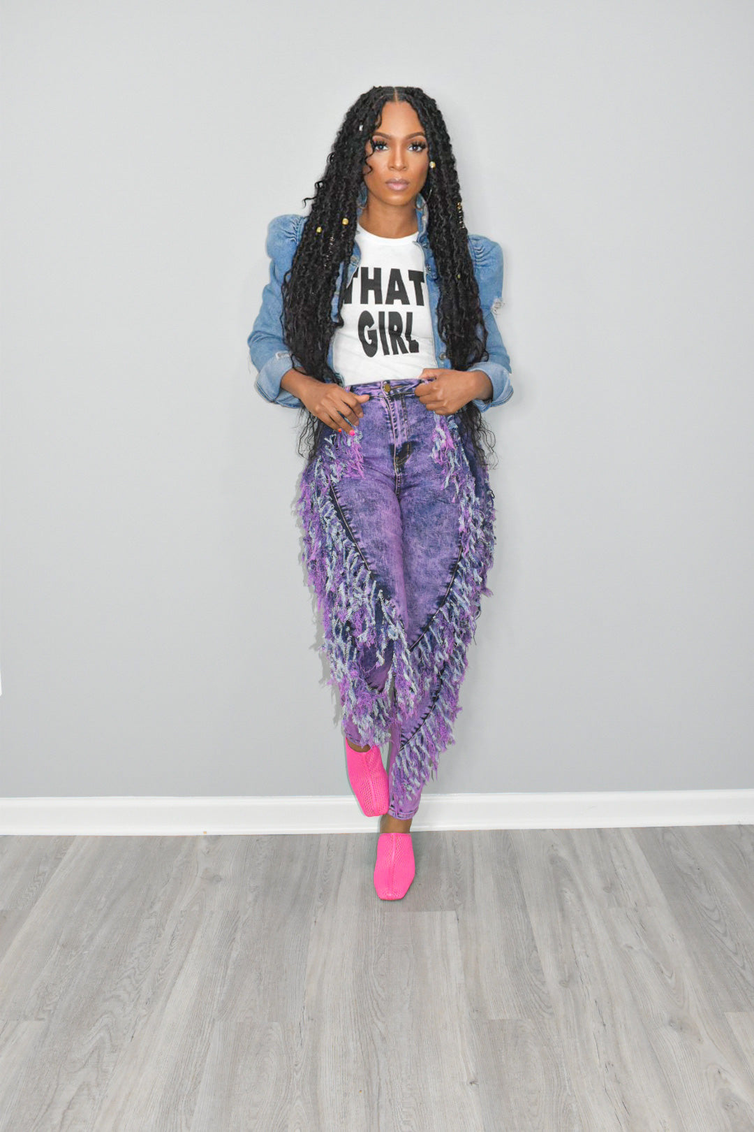 P Stoney Fringed Jeans (Purple)
