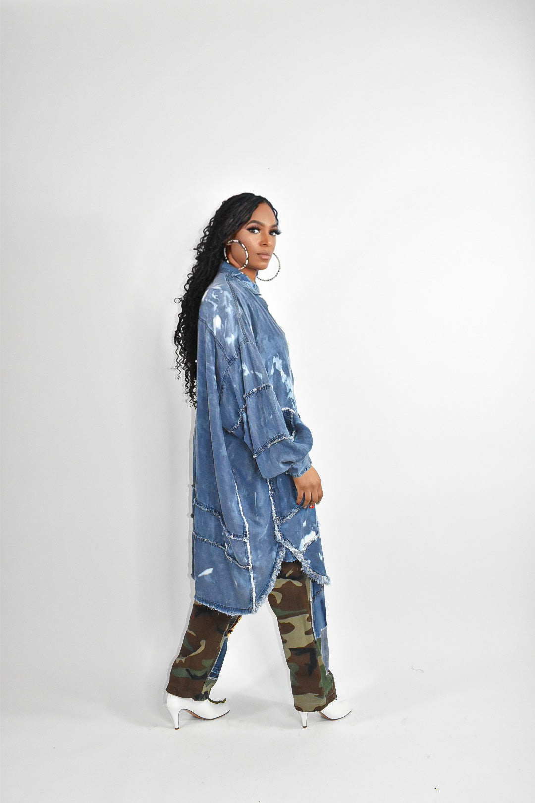 Bleached Oversized Denim Dress/Cardigan