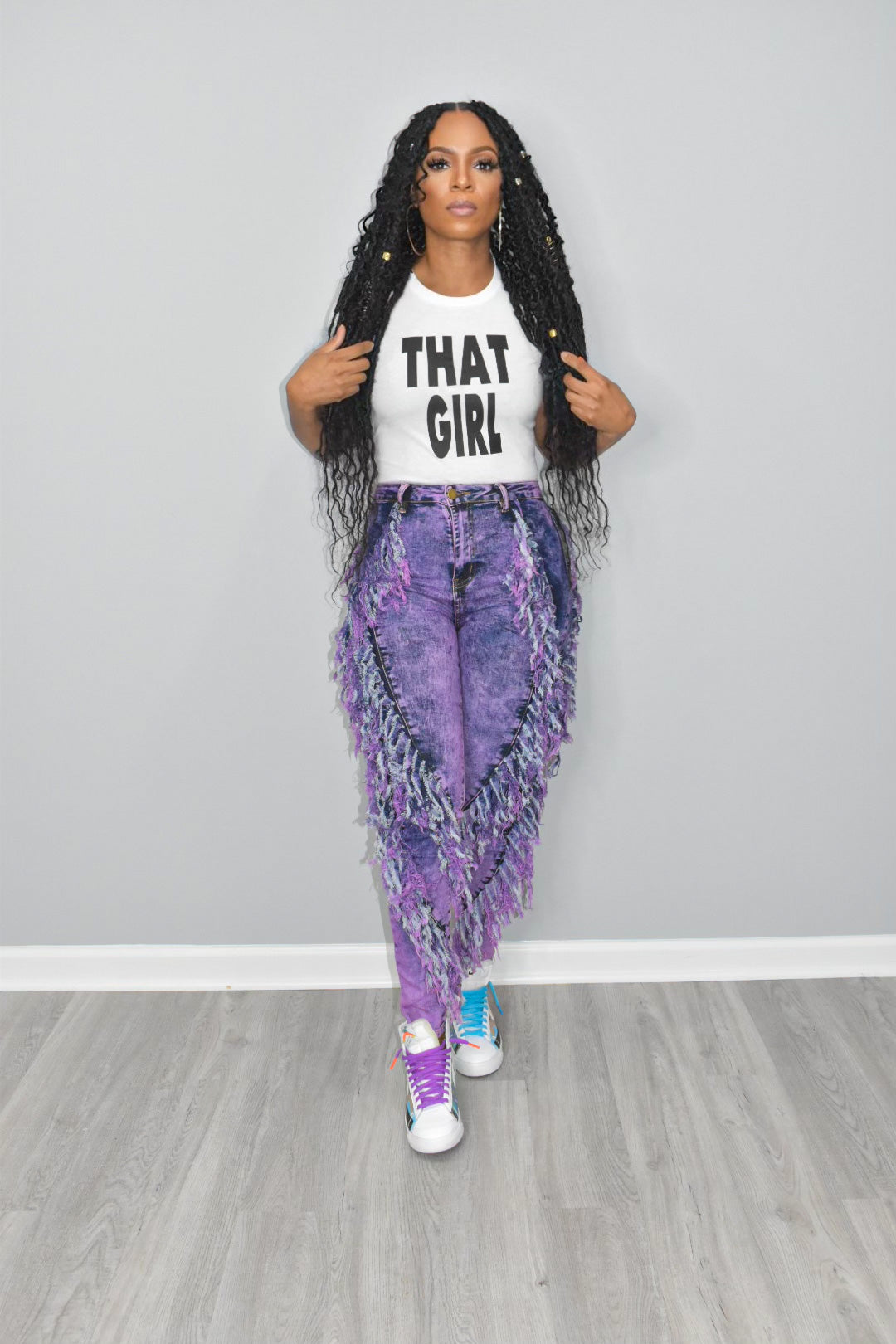 P Stoney Fringed Jeans (Purple)