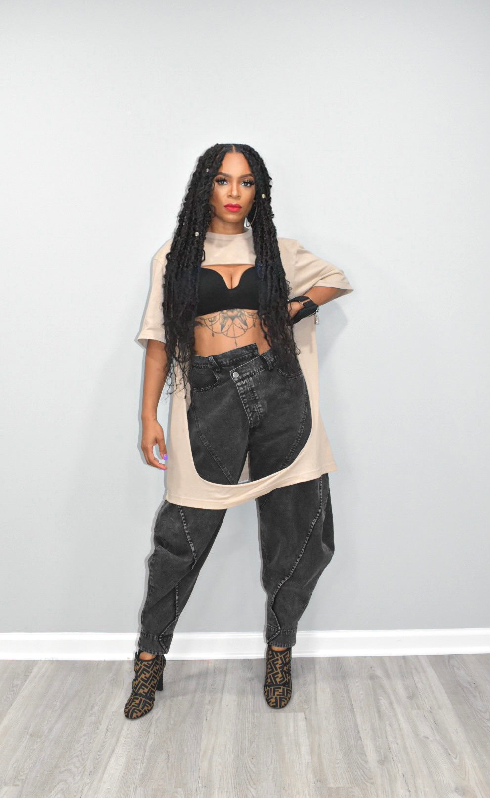 Zoe Wide Legged Black Denim Jeans