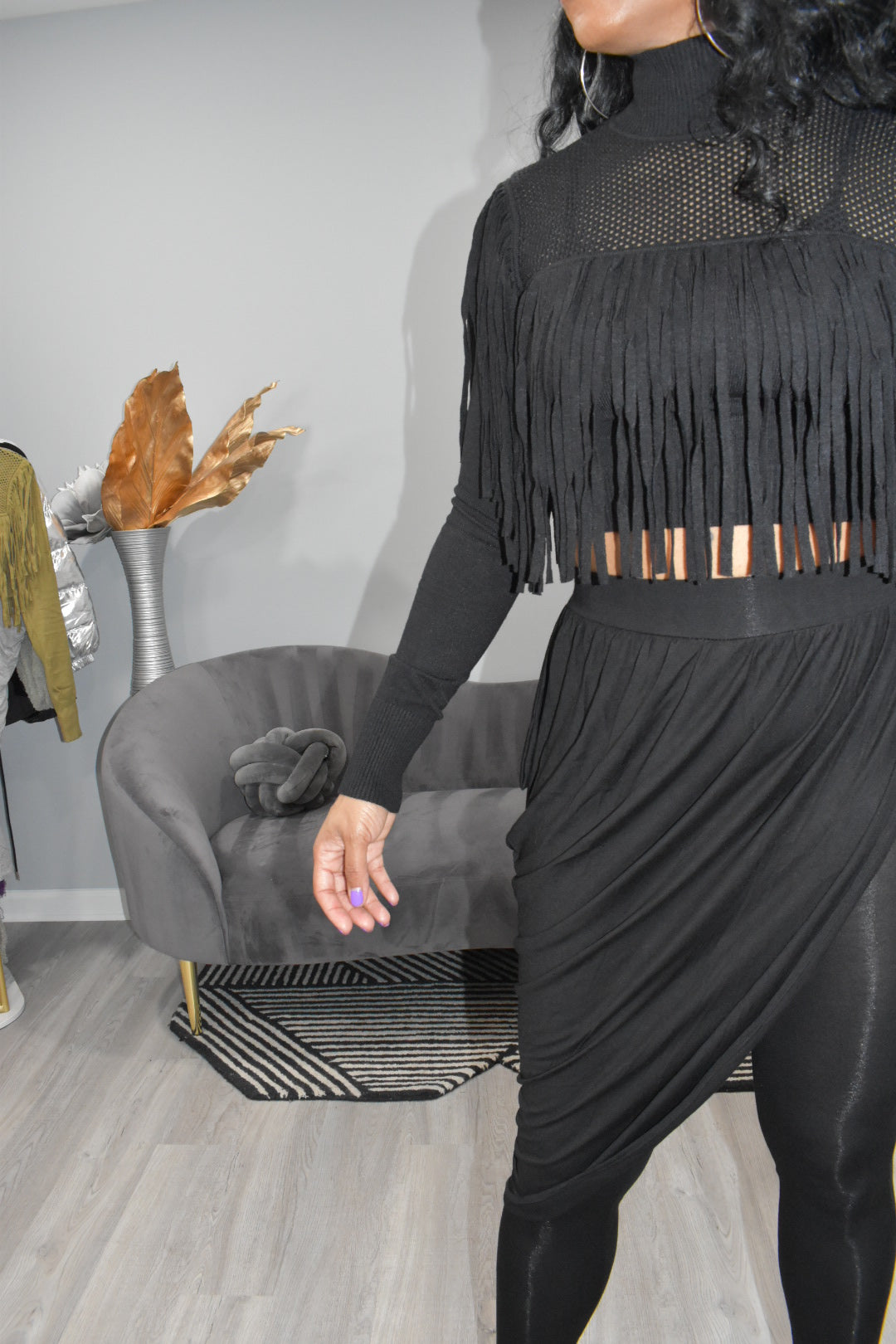 Envy Tassel Crop (Black)