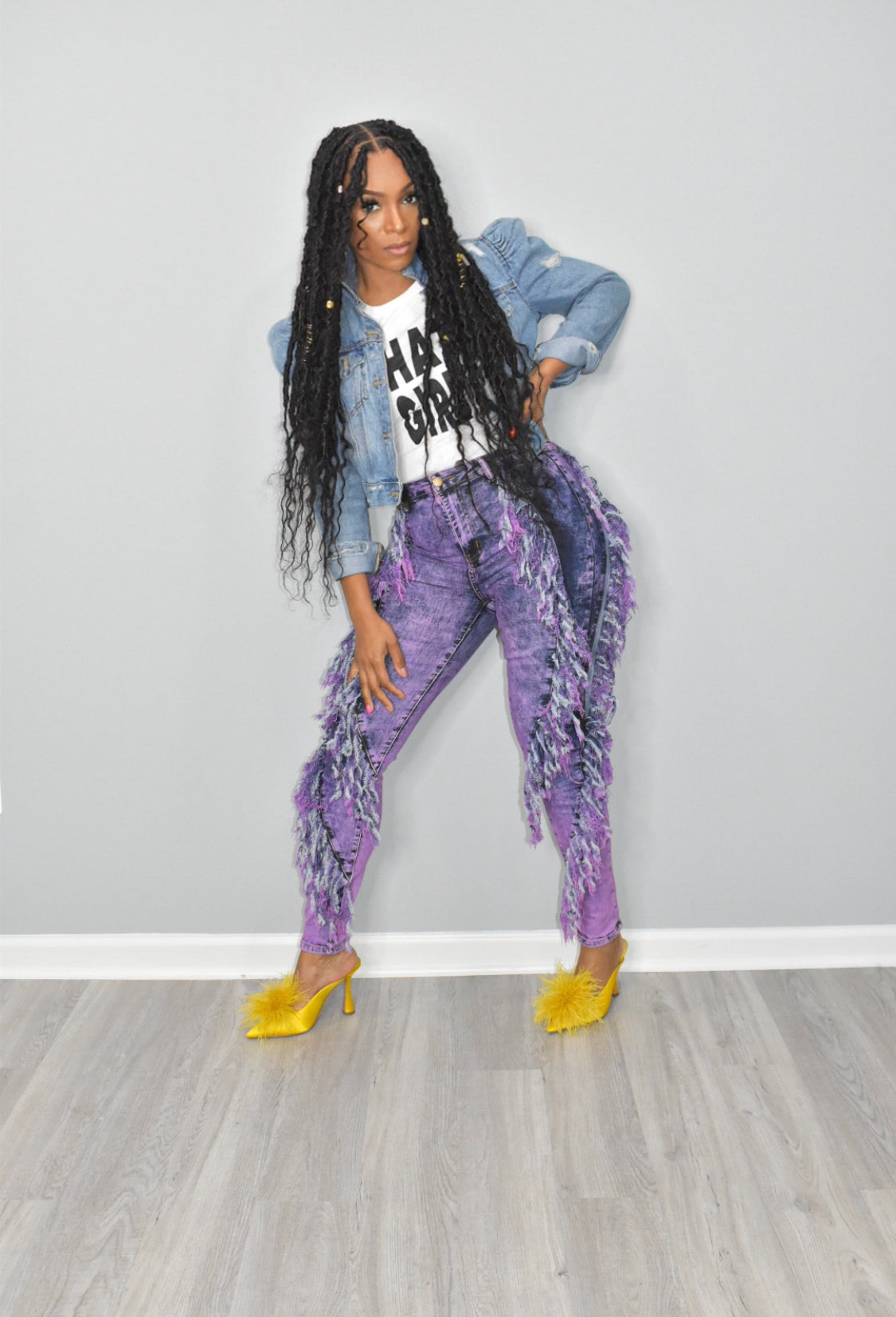 P Stoney Fringed Jeans (Purple)