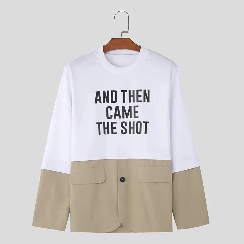 Slogan Tee Blazer Top