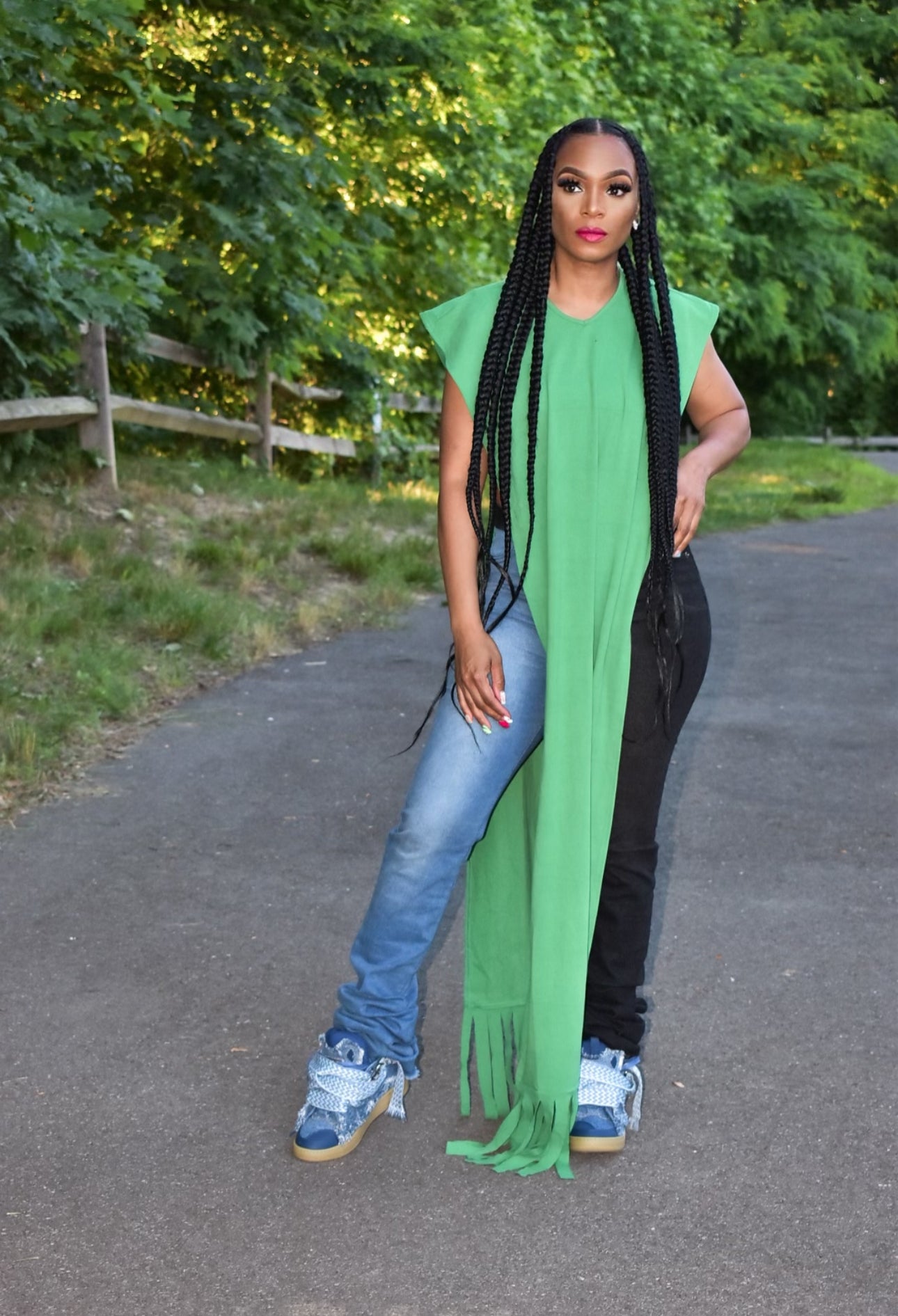 Imani Sleevless Tassel Vest (Green or White)