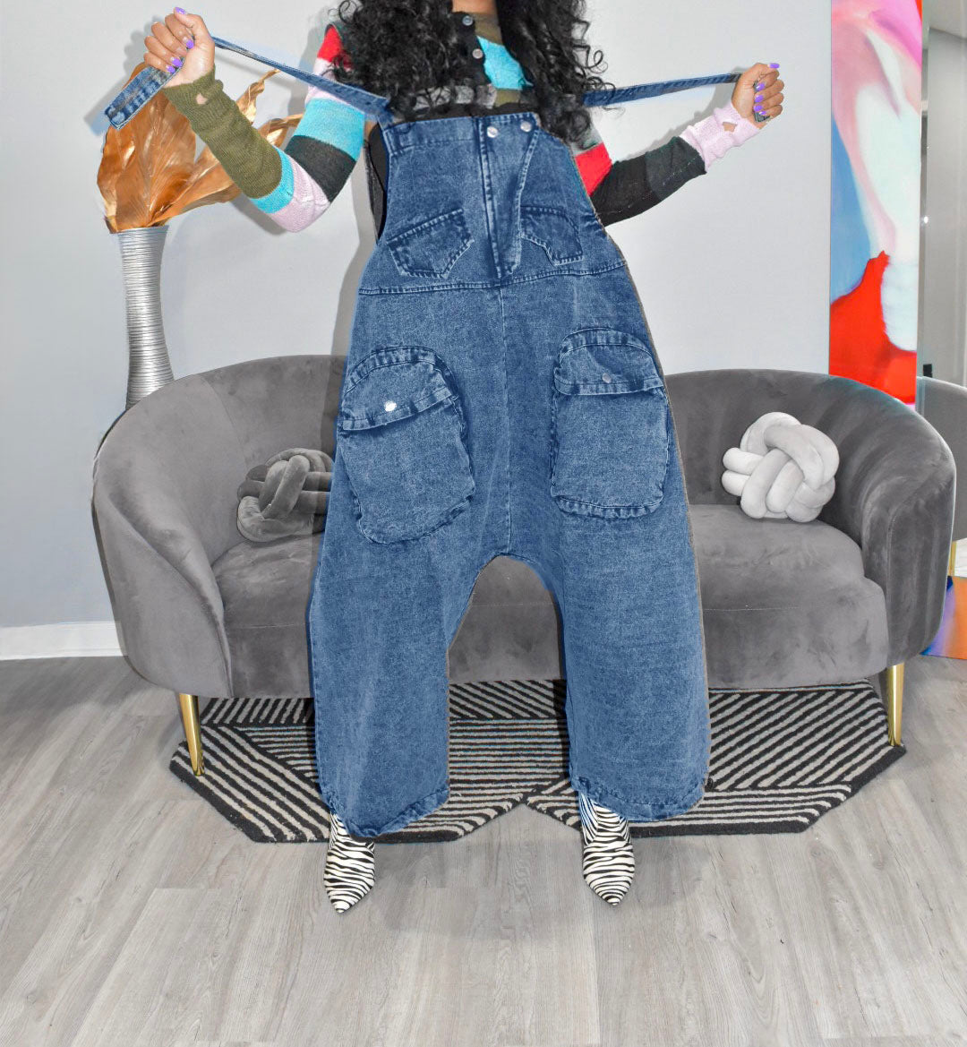 Blue Stoned Overall | Jumper