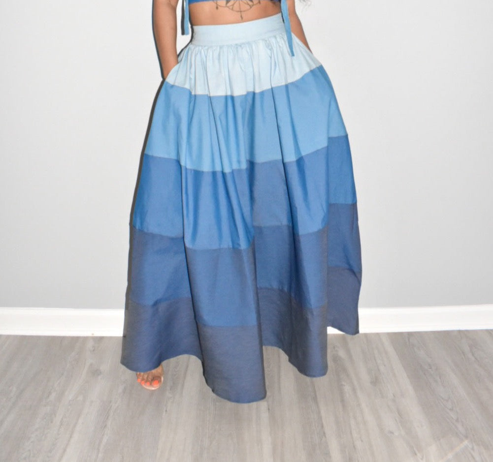 Dior Denim Top Tier Skirt