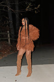 Olivia Feather Skirt Set (Camel)