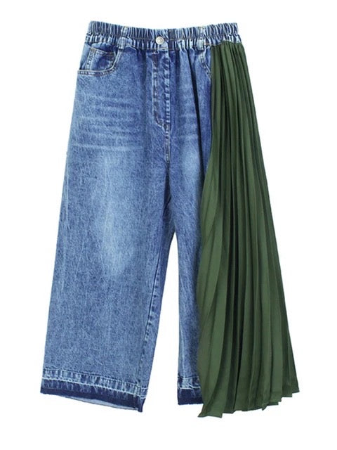 Pressure Denim and Pleated Capri Jeans