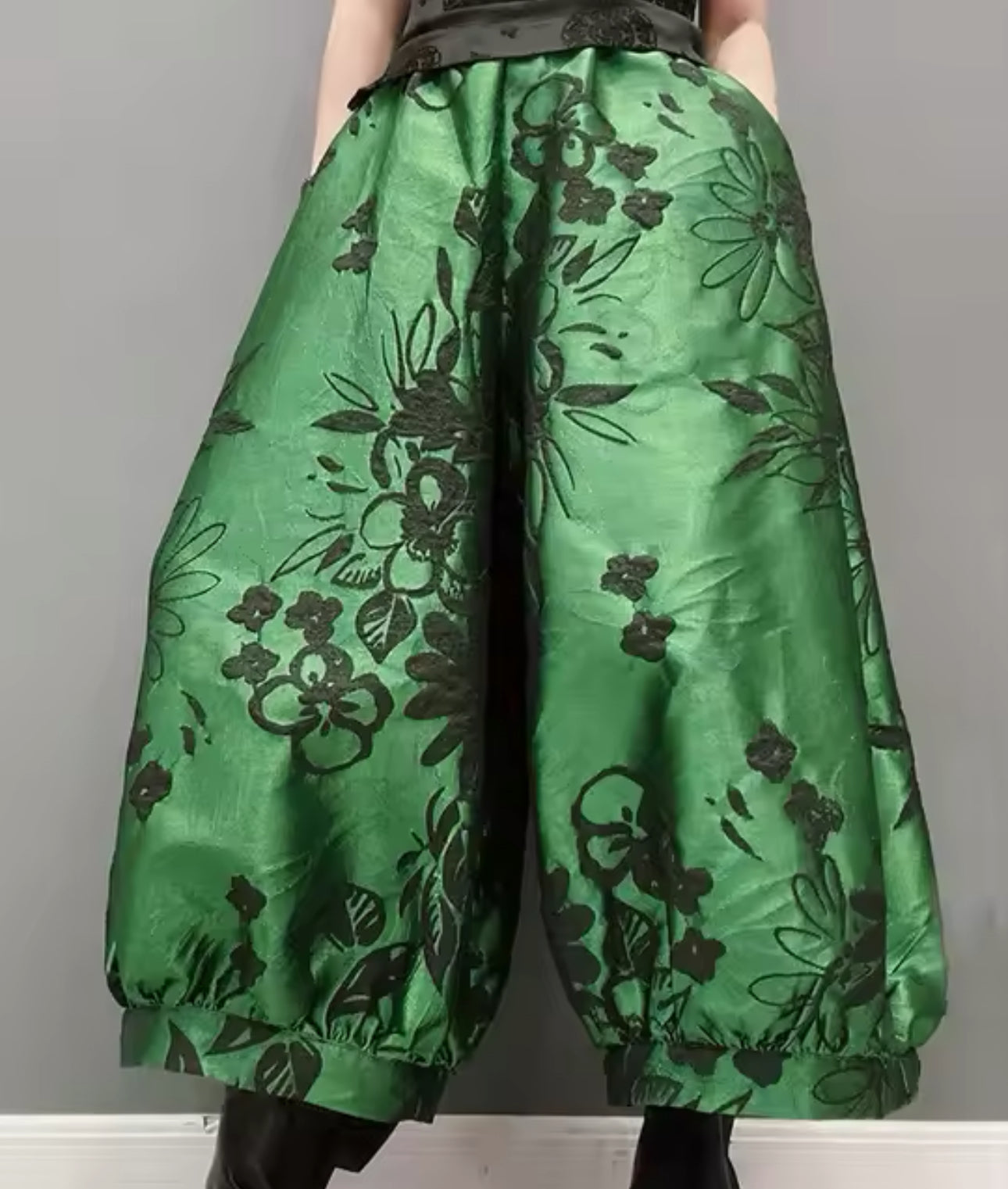 Royal Floral Metallic Harem Pants