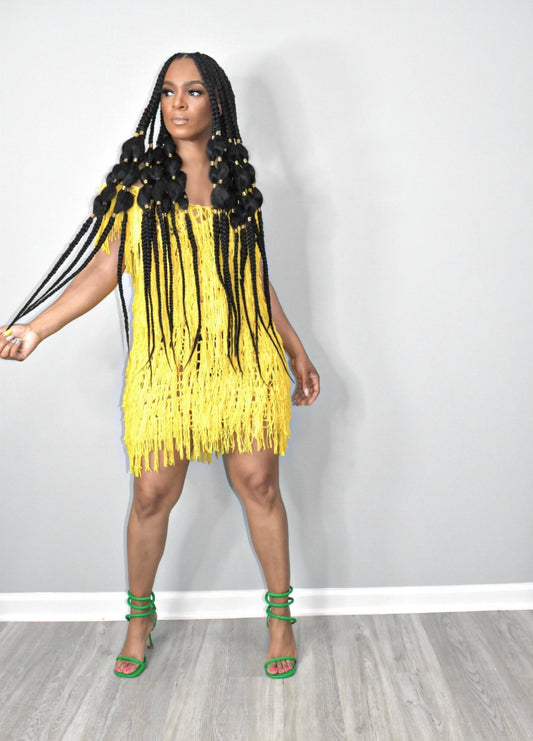 Into You Fringed Dress (Yellow)