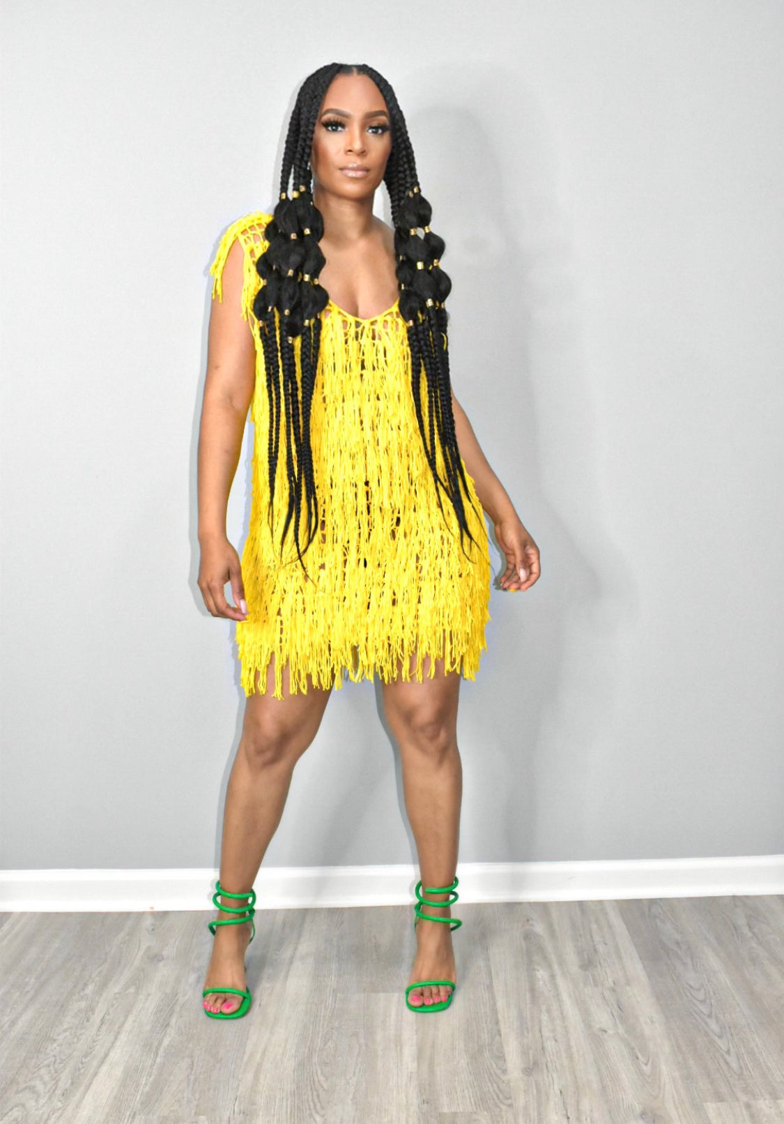 Into You Fringed Dress (Yellow)